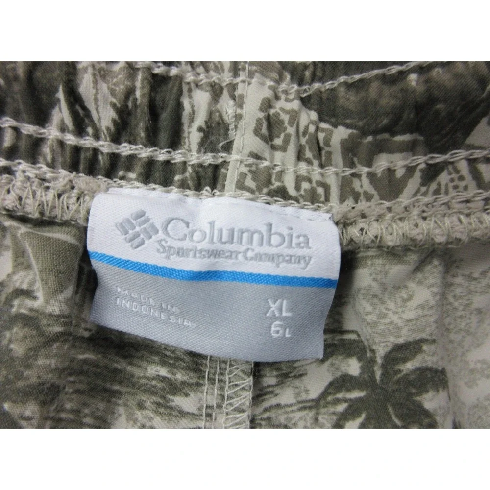 Columbia PFG Swim Trunks Mens XL Green Tropical Fish Print Mesh Lined Drawstring